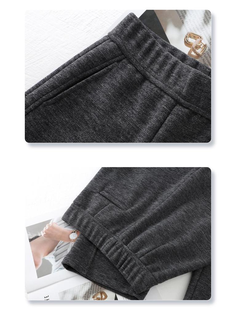 Women's Gray Woolen High-Waist Scimitar Pants - 2024 Autumn/Winter Collection