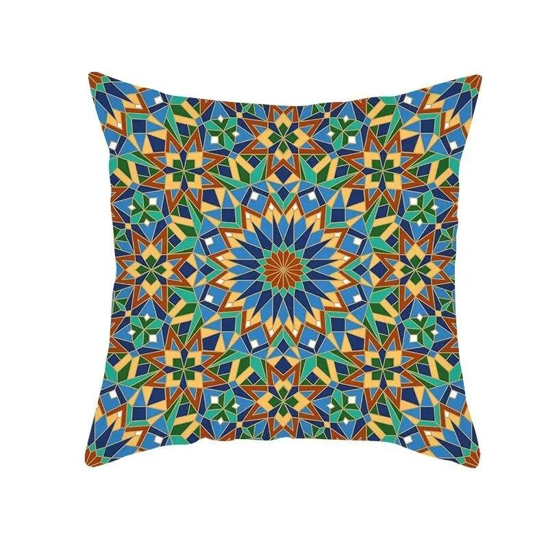 Boho Pillowcase Mystical Abstract Geometric Sofa Pillowcase Ethnic Colorful