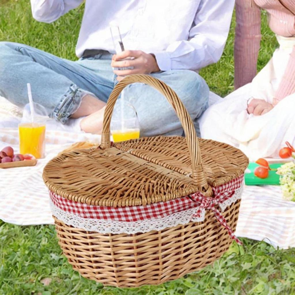 Picnic Basket with Comfortable Handle, Removable Liner And Functional Lid for Picnics, Photography,