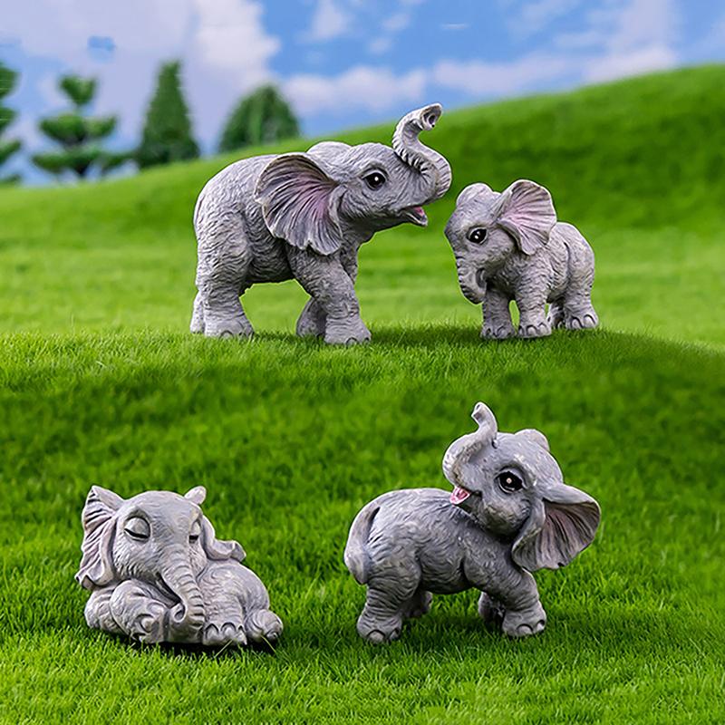 Creative Miniature Animal Elephant Cute Decoration Resin Bonsai Doll Fairy Tale Garden Decoration Desktop Small Ornaments