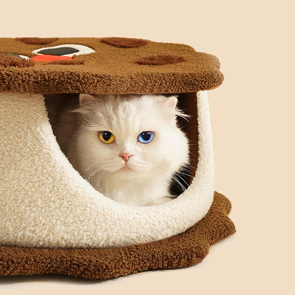 Cat House Cookie Designed Kitten Bed Cozy Removable Pet Nest Washable Warm Hideaway For Puppy Sleeping Hiding Room Home