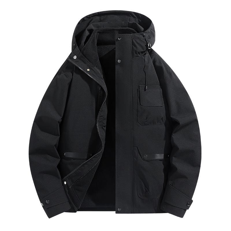 

Унисекс Водонепроницаемый Комплект Куртки 3-в-1 с Клееной Жесткой Оболочкой: Съемный, Ветрозащитный, Теплый и Дышащий для альпинизма. M чёрный