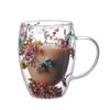Classic Creative Double Wall Glass with Dry Flower Mug Cup Double Layer Tumbler Glitters Fillings for Coffee Juice Milk Student Gifts