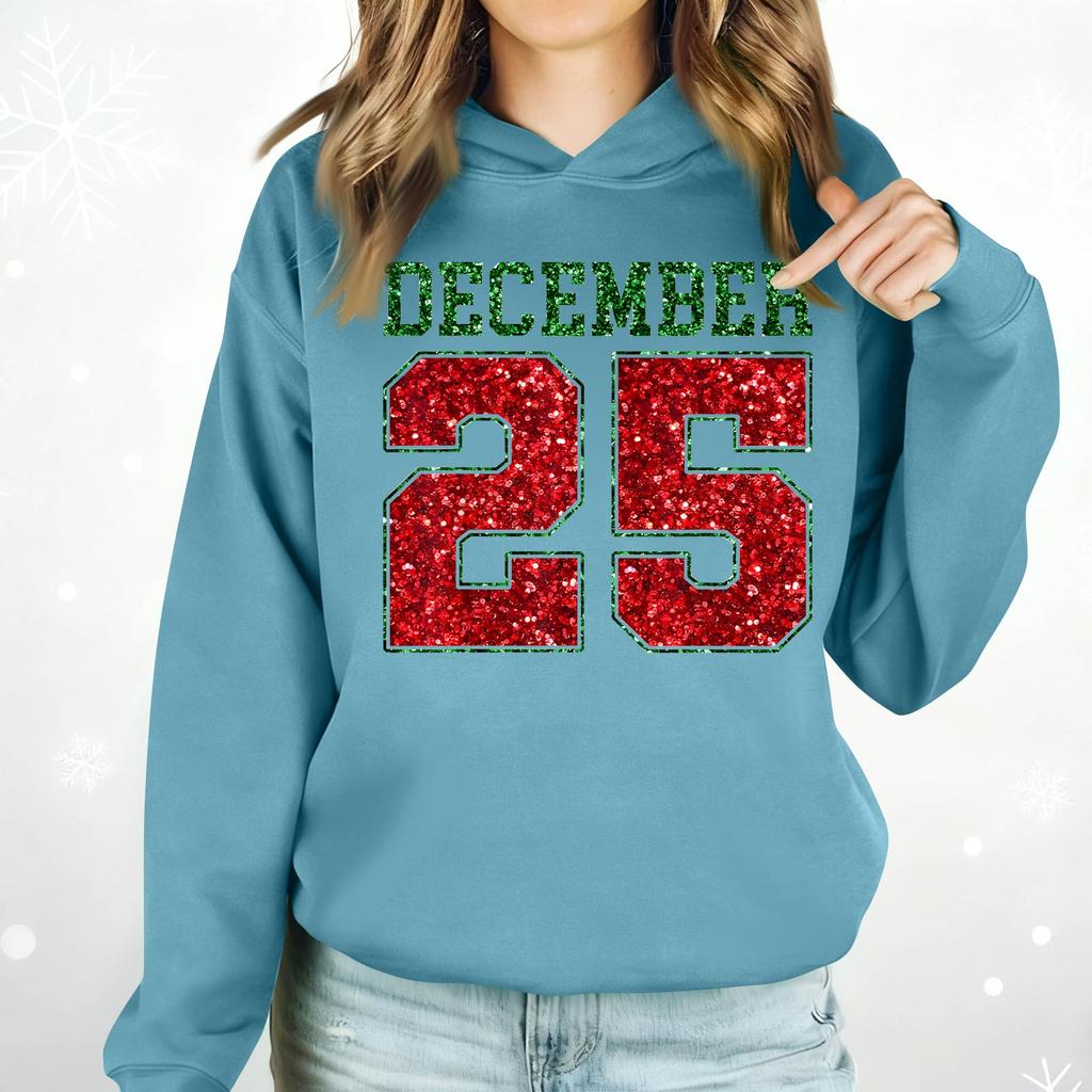 Ladies Fashion Casual Long Sleeve Printed Round Neck Hoodie Pullover Top