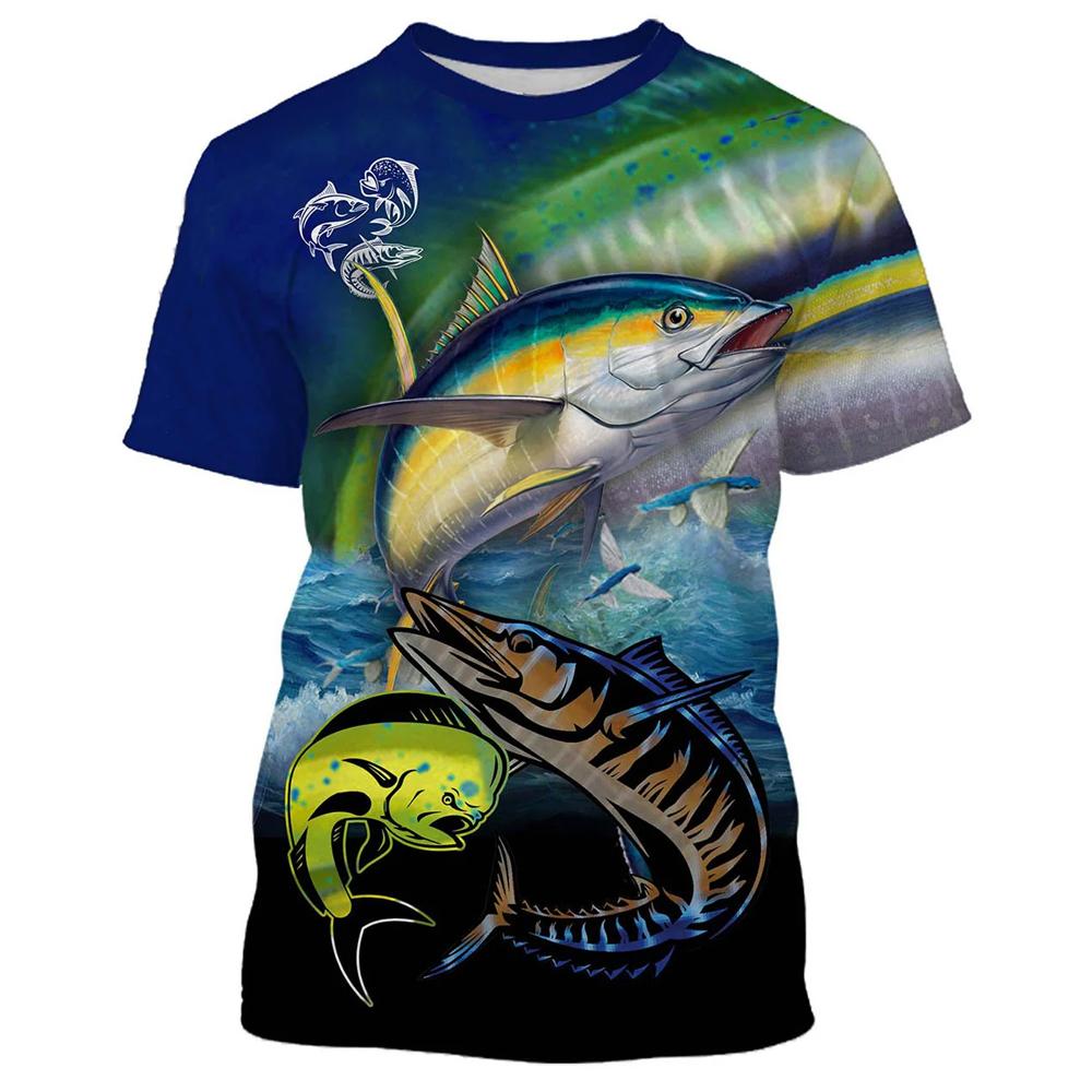 

Tuna full body printed loose fitting men s and women s T-shirt personalized fishing gift quick drying cool T-shirt 6XL