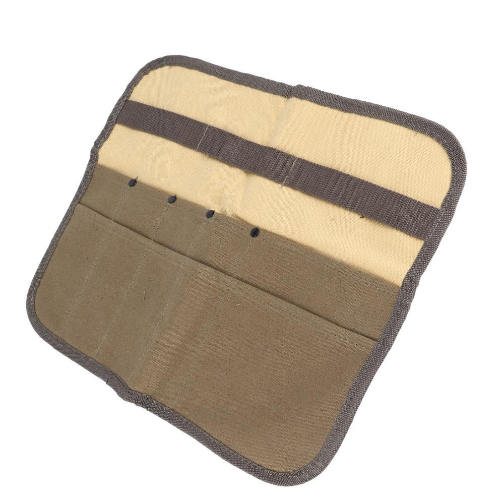 Canvas Cutlery Storage Bag Khaki Tableware Roll Bag Camping Organizer Bag  Outdoor BBQ