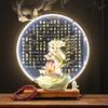 Zen Buddha Hand Ceramic Backflow Incense Burner with Light Ring and Heart Sutra Ornament for Indoor Decor