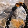 Religion Cross Men Women 8mm Natural Stone Tiger Eye & Black Matte Agates Bead Bracelet Elastic Bracelet Bangle Jewelry