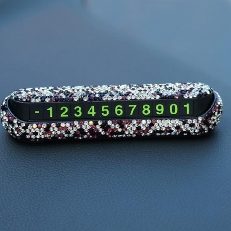 Lüks Araba Geçici Park Kartı Telefon Numarası Plaka Kutusu Gizlenebilir Araba Parıltı Aksesuarları Gadget Kadınlar/Erkekler için