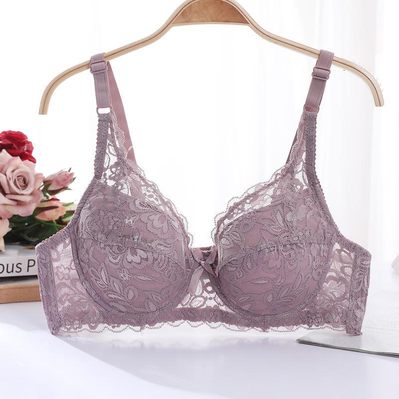 Ultra-Thin Lace Bra: Sexy, Large-Size, No Sponge, Gathered Fit