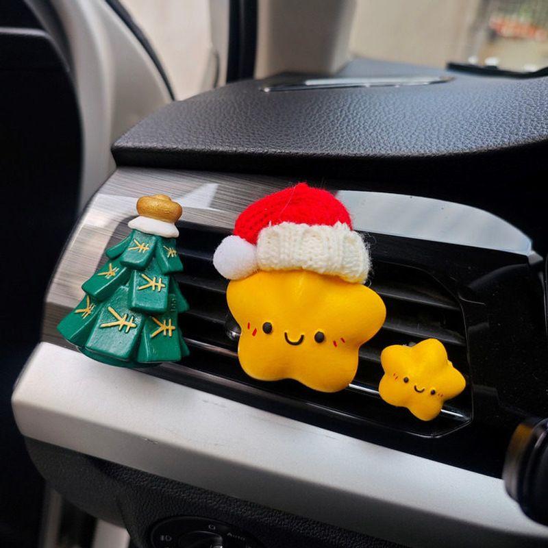Car Aromatherapy Pendant, Cute Cartoon Lucky Star, Christmas Tree Car Decoration, Diffuser Stone for Air Vent Interior