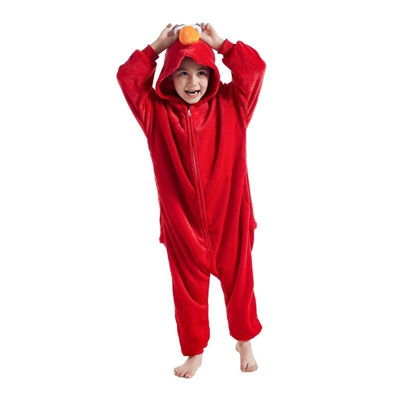 Children's Autumn Winter Loungewear Cartoon Animal Onesie Kids' Flannel Sleepwear