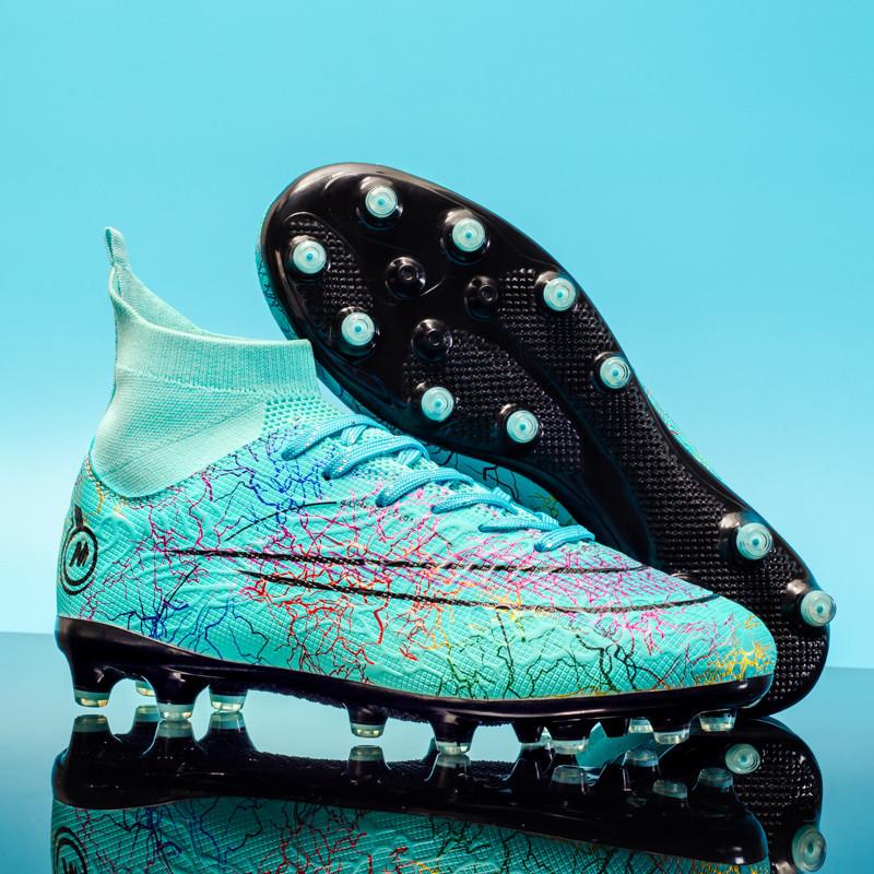 2025 New High-top Football Shoes for Children, Men and Women, Mandarin Ducks, Broken Nails TF Artificial Turf Training Shoes for Women