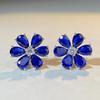 S925 Sterling Silver Daisy Flower Aquamarine Zircon Stud Earrings for Women - European & American TikTok Style