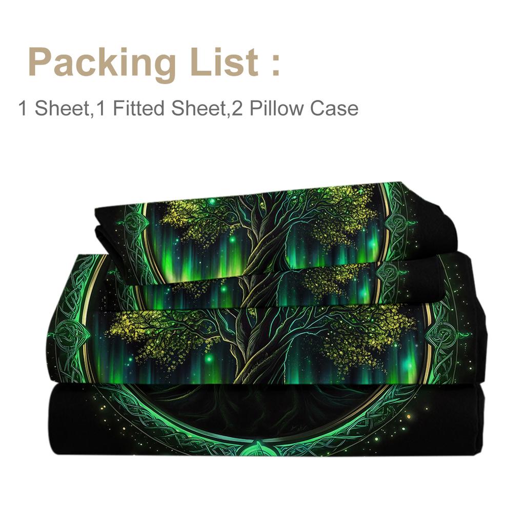 Aurora Tree Of Life 4-Piece Set, The Blending Of Natural Beauty, Including 1 Bed Sheet, 1 Duvet Cover, 2 Pillowcases (Arbor Day)