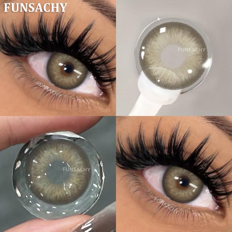 FUNSACHY Natural Contact Lenses 2pcs Blue Green Contact Lenses Color Eye Makeup Gray Pupil and Eyes Color Fashion Beauty Lenses