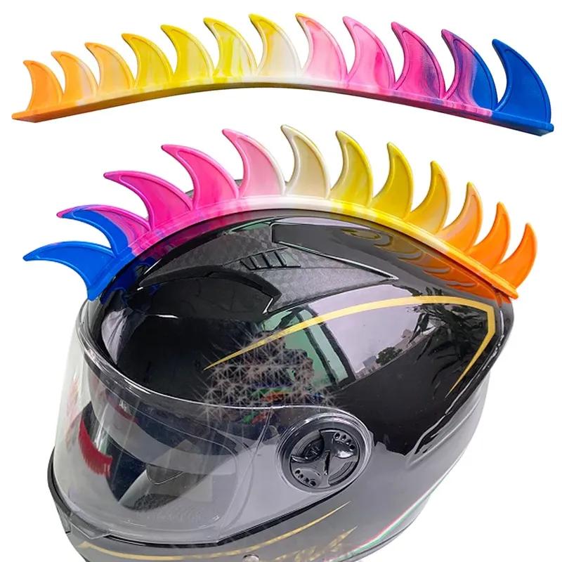 Motorcycle Helmet Dual Color Cockscomb Decoration Rubber Dirt Biker Motocross Biker Helmet Spikes Mohawk Style Decor Sticker