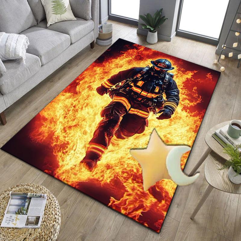 Firefighter Bravery In Action Office Rug Chair Mat, Entryway Carpet, Suitable for Front Door, Bedroom, Living Room, Desk, Holiday Gift