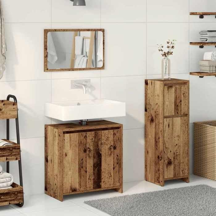 VidaXL Ensemble de meubles salle de bain 3 pcs bois d'ingénierie, armoire de salle de bain, placard de salle de bain, meuble 3328563