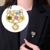 Brooch Pin, Cartoon Cat Design Lapel Pin with Cubic Gold-plated Zirconia, Anti-Exposure Button Cardigan for Bags Hats Collar Anti-exposure
