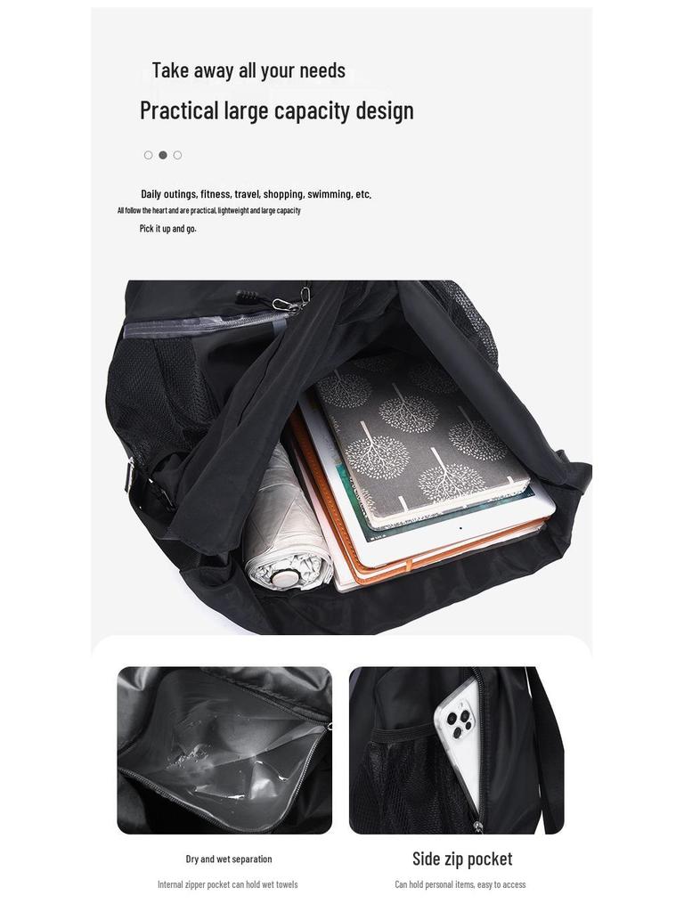 Lightweight Water-Repellent Striped Nylon Drawstring Bag - Spring Outdoor Sports & Gym Backpack