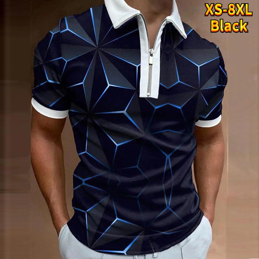 

Мужская рубашка поло повседневная на молнии с коротким рукавом модная повседневная на молнии летняя весенняя рубашка стандартного кроя с 3D-фрагментами 8XL