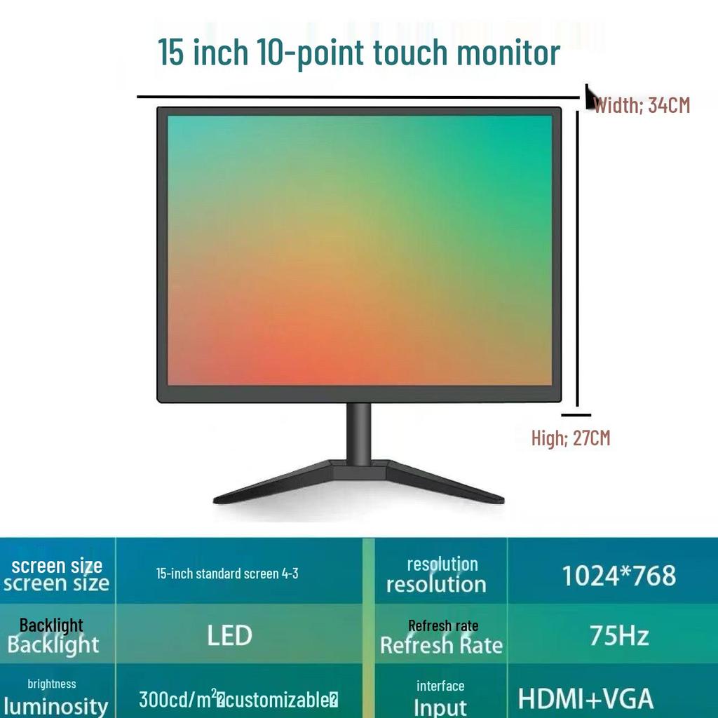High-End Touch Display for Newbie & Professional Use: Ideal for Cashier, Ordering, Education, Office, and Industrial Applications