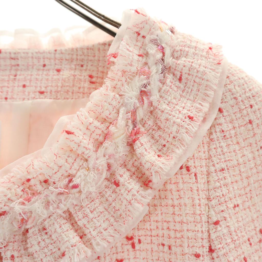 Unused Rene Made In Japan Five-quarter Sleeve Tweed Jacket 34 Pink Women Used