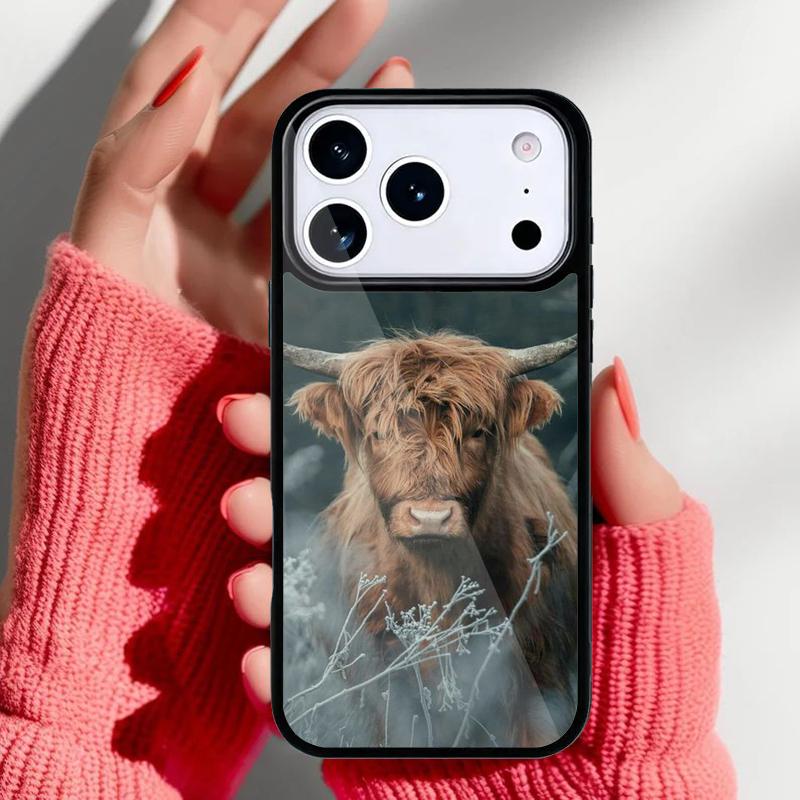 Cute Highland Cow soft Phone Case for iPhone 17 16 15 14 13 Pro Max Back Cover for 12 11 Pro Coque