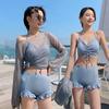 2025 Women's Three-Piece Split Swimsuit: Long-Sleeved, Sun-Protective, Sexy, Slim, Fairy-Inspired for Hot Springs.