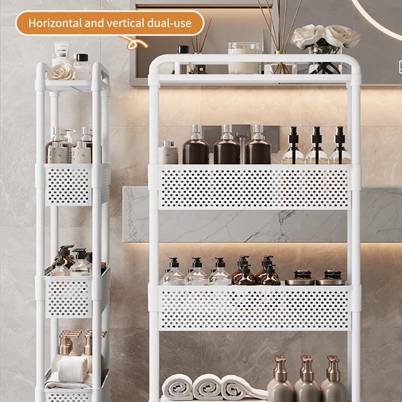 Mobile Shelf With Wheels Narrow Gap Trolley Multi-Layers Storage Rack Kitchen Bathroom 2/3/4 Tiers Storage Trolley Rolling Cart
