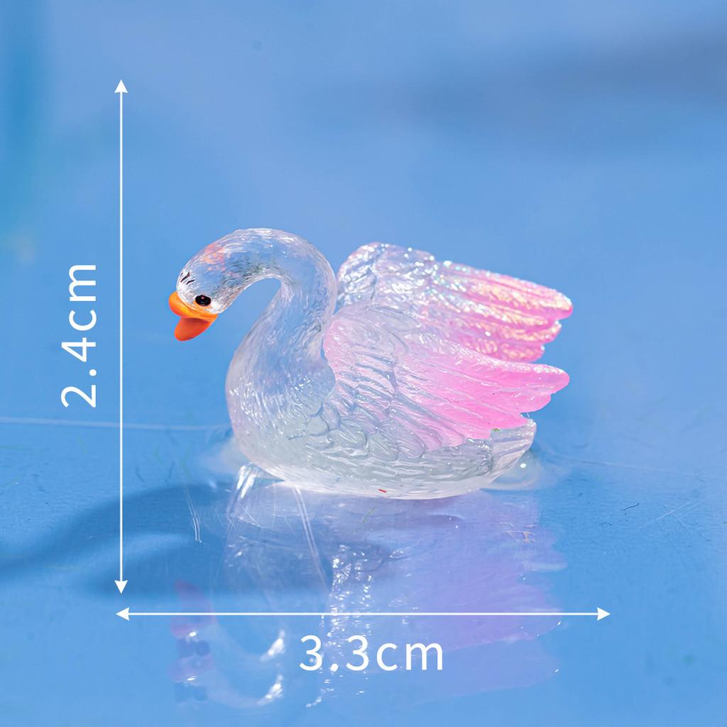 Colorful Luminous Swan Resin Ornament For Home Desk Decor And Crafting Diy