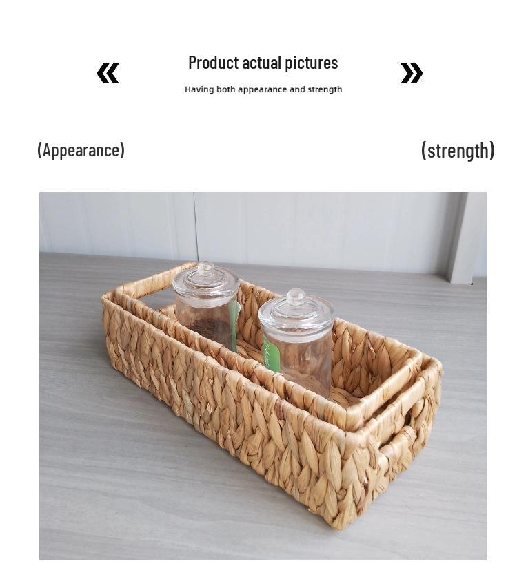 Water Hyacinth Woven Storage Basket - Magazine & Handheld Organizer
