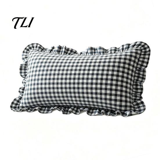 Cuscini Decorativi Tinta Unita Copricuscino Arricciato, Federa a Quadri in Cotone con Bordo Arricciato, 18x18 Comodo Slip Pollici 20x12 Copertura Decorativa per Casa di Campagna