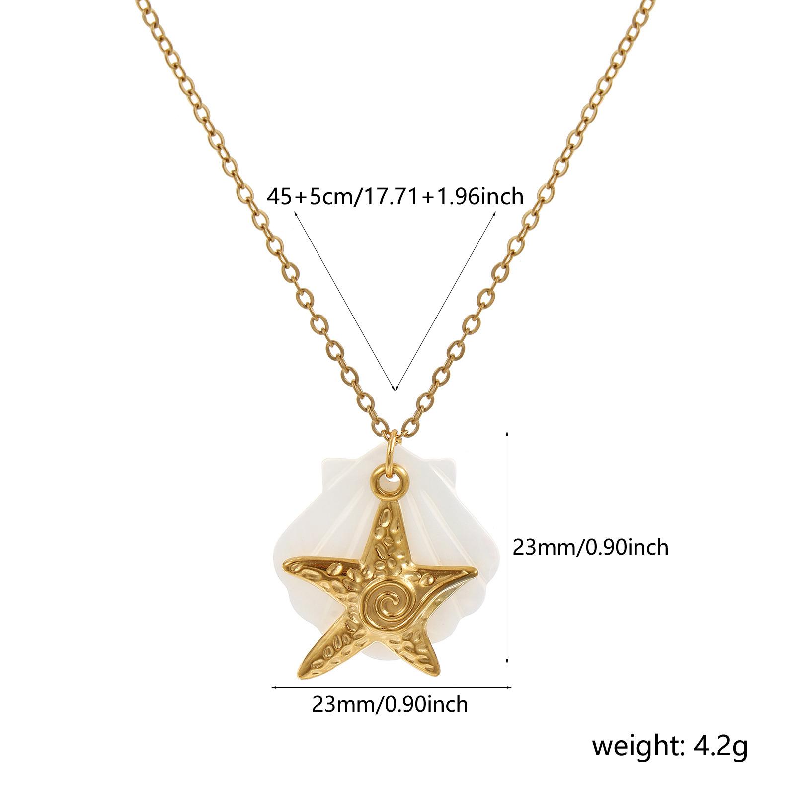 

1 Piece Ocean Pendant Necklace 18K Real Gold Plated 304 Stainless Steel Crab Starfish Turtle Shell Jewelry For Women Gift 45cm