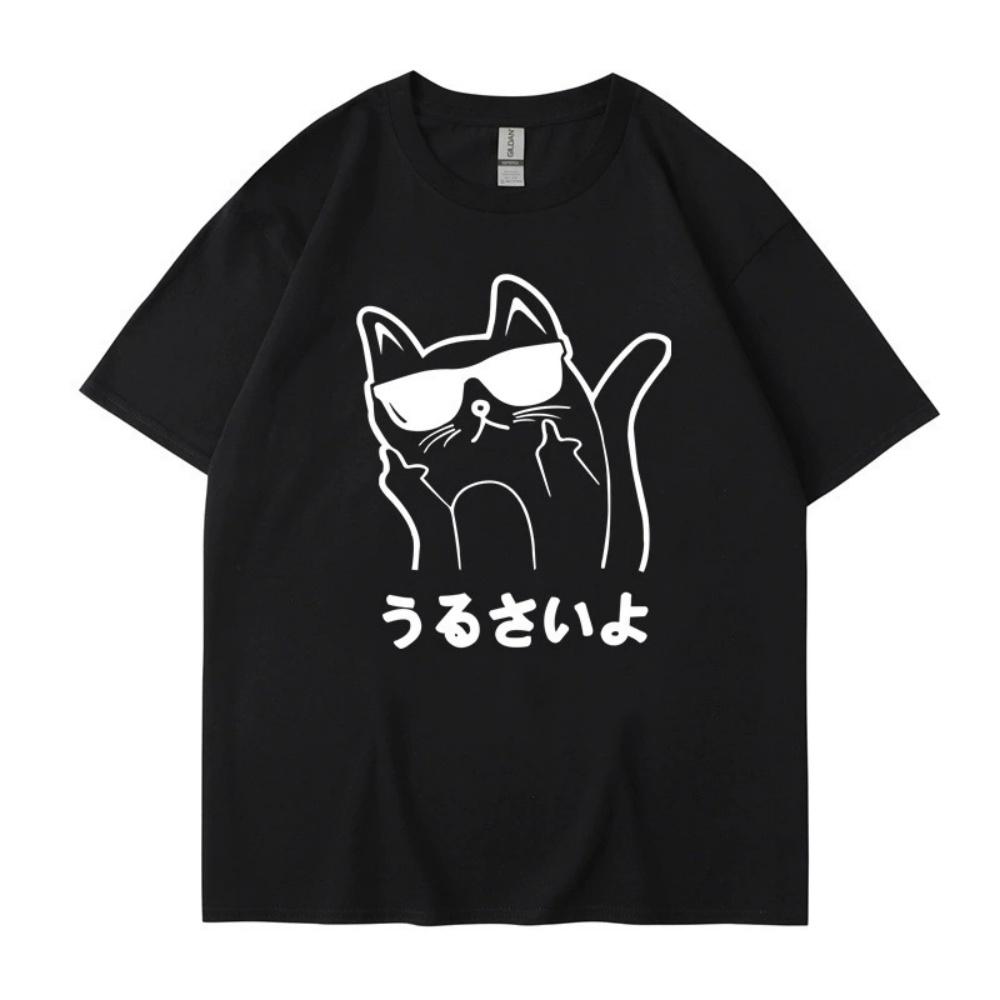 Cat Harajuku Funny Cartoon T Shirt Unisex Cute Anime Ullzang Tshirt Grunge Kawaii 90s Fashion Tshirt Korean Style Top Tee Female