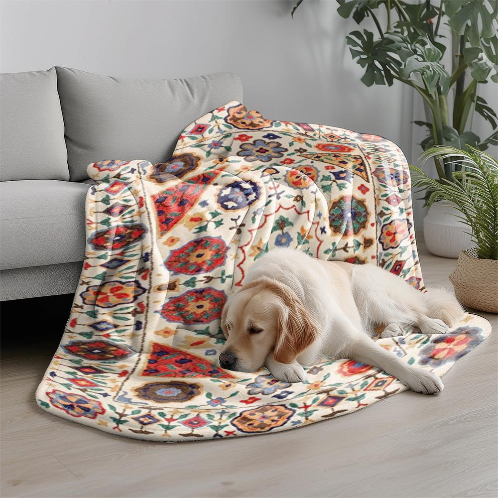 Colorful Geometric Pattern Microfiber Flannel Cover Blanket Bedroom Living Room Sofa Soft And Comfortable Home Decoration