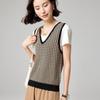 Women's Vintage Houndstooth Knitted V-Neck Sleeveless Vest