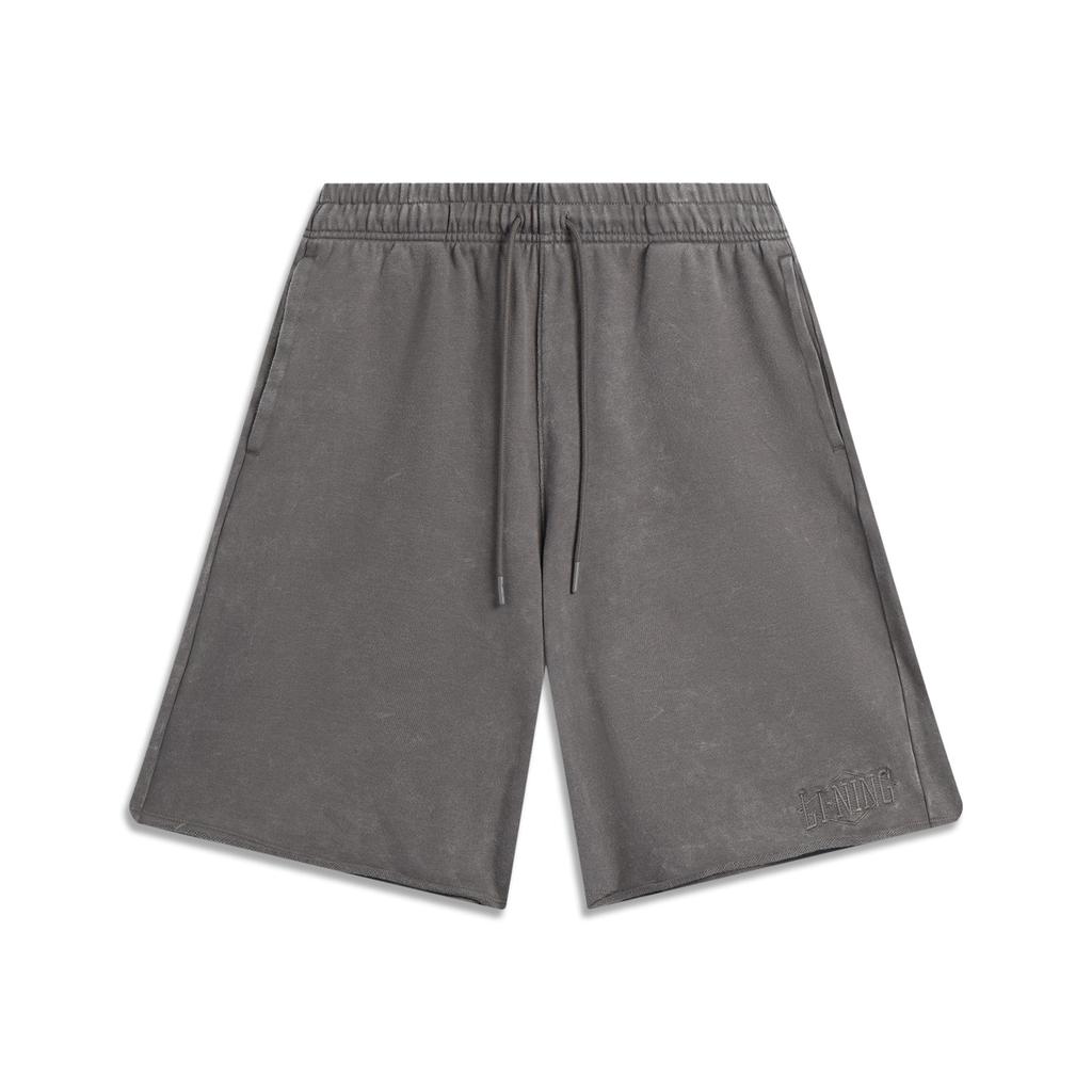 Li-Ning Sports Lifestyle Series Letter Mid-Waist Drawstring Breathable Versatile Straight-Cut Casual Shorts Men Shorts Street-Grey AKSV527-3