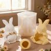 Creative Rabbit Shape Hollow Candle Holder Silicone Mold Cute Easter Bunny DIY Candle Jar Cup Resin Mold Candlestick Vase Making