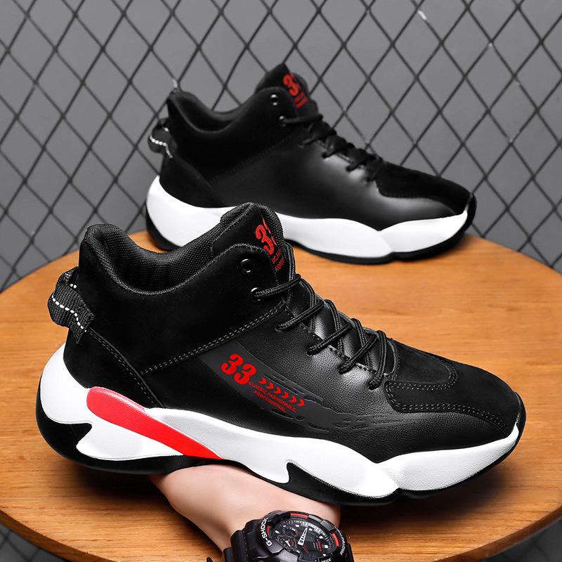 

Height-increasing men s shoes 2025 spring trend new sports shoes men s casual high-top leather platform trendy shoes 45