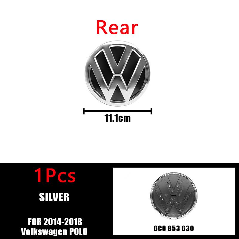 

1Pcs 121mm 119mm 3D Car Logo Front Grill Hood Badge Rear Trunk Emblem Accessories For Volkswagen Polo 6 2014 2015 2016 2017 2018 Polo 2014-2018