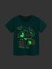 Boys' Summer Short Sleeve Set with Luminous Animal Print, Knit Cotton Sportswear