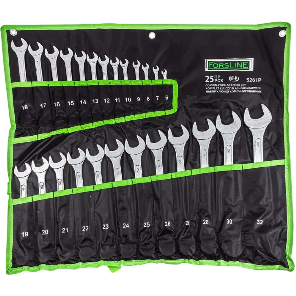 Forsline Large Set of Combination Wrenches 25 Pieces 6 - 32 mm Cr-V