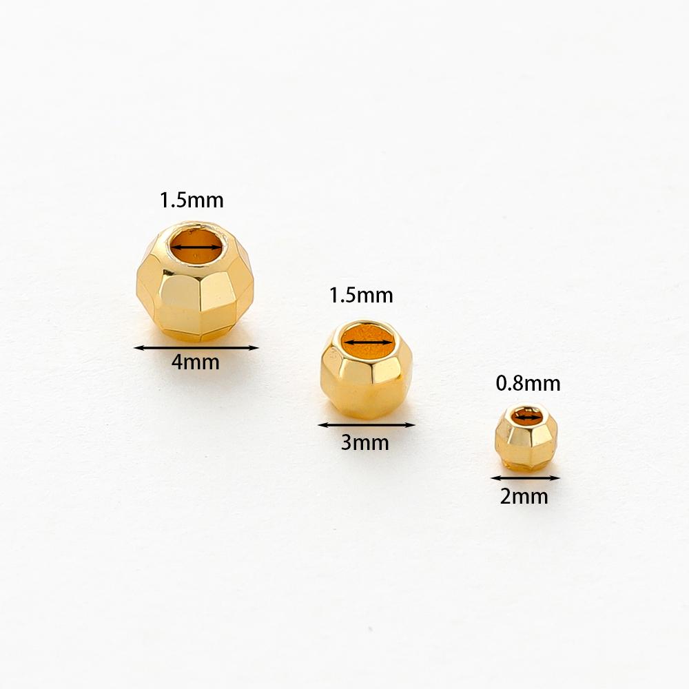 50/100pcs 14K 18K Gold Color Plated Brass Hole 2 3 4mm Round Beads Spacer Beads Bracelet Diy Jewelry Accessories