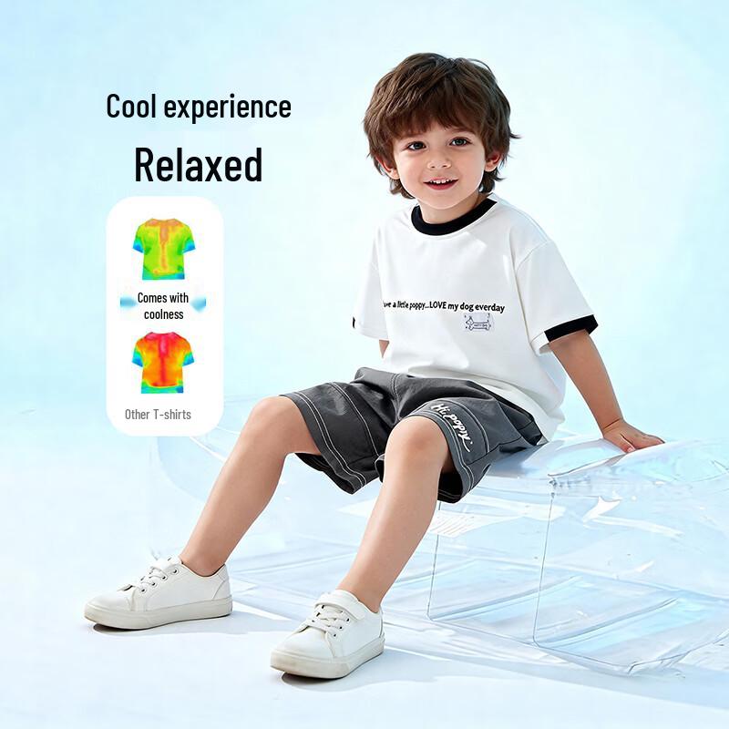 Boy's Summer Casual Short Sleeve & Five-Point Pants Set