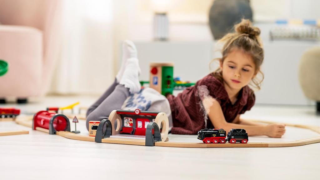 BRIO Power Ånglok för 3 år och Träelektriskt Gåva 33884, upp. [Leksak, Leksak, Lokomotiv, Tåg, (Födelsedag/Jul)]