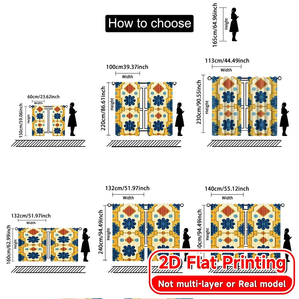 2D Flat Printing,2pcs Golden Mosque Garden Modern Curtain Modern Polyester Curtains All Seasons for Living Room, Bedroom, Office