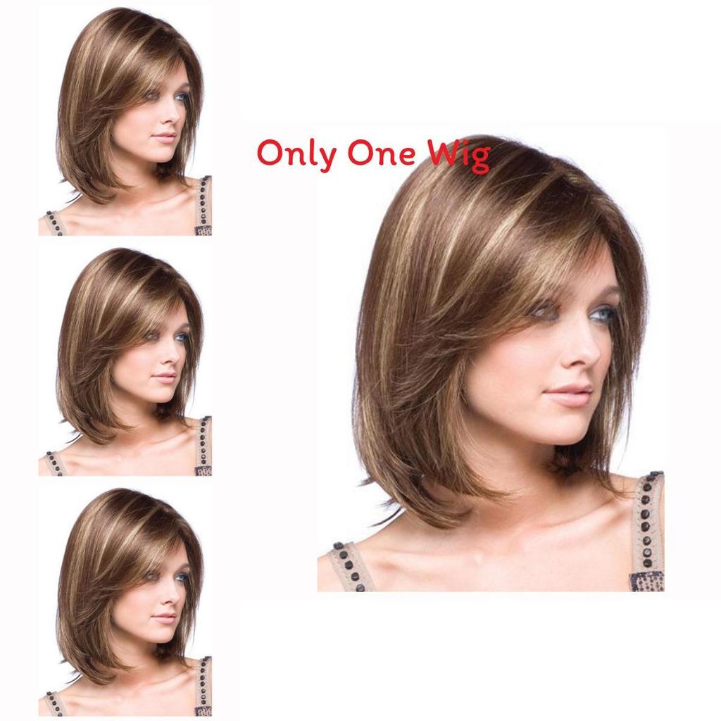 Short Straight Wig With Hightemperature Silk For Womens Face Shaping And Fashion Style