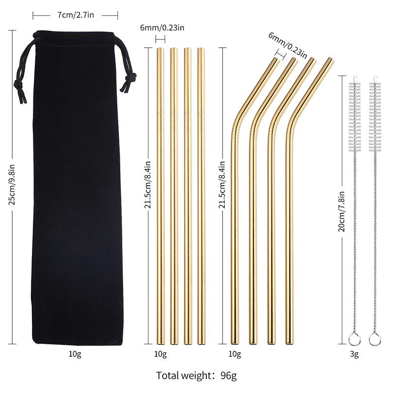 Reusable Tubes Metal Drinking Straws Straw Multi-time Straw Stanley Cup 304 Stainless Steel Straws XG002